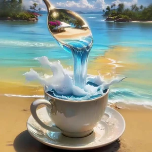 Beach Cup and Spoon Scene