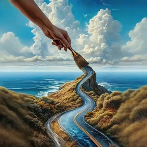 Hand Painting Coastal Road