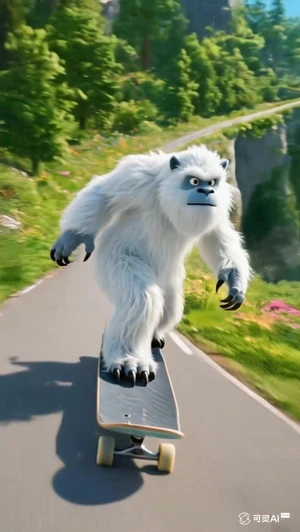 Ape-like Creature Skateboarding