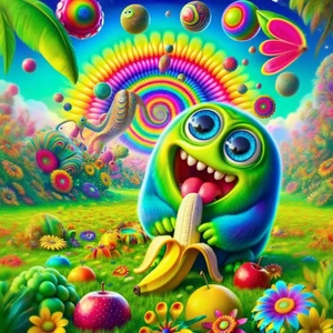 Fantasy Creature Eating Banana