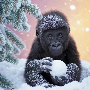 Snowy Kawaii Gorilla