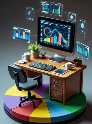 Mini Office with Data Screens